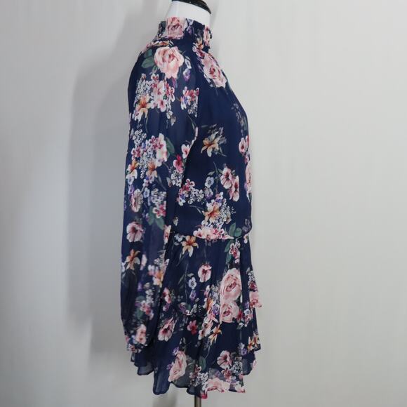 Yumi Kim Silkwood Navy Class Act Dress Long Sleeve Mock Neck Layered Size Small - Picture 2 of 8